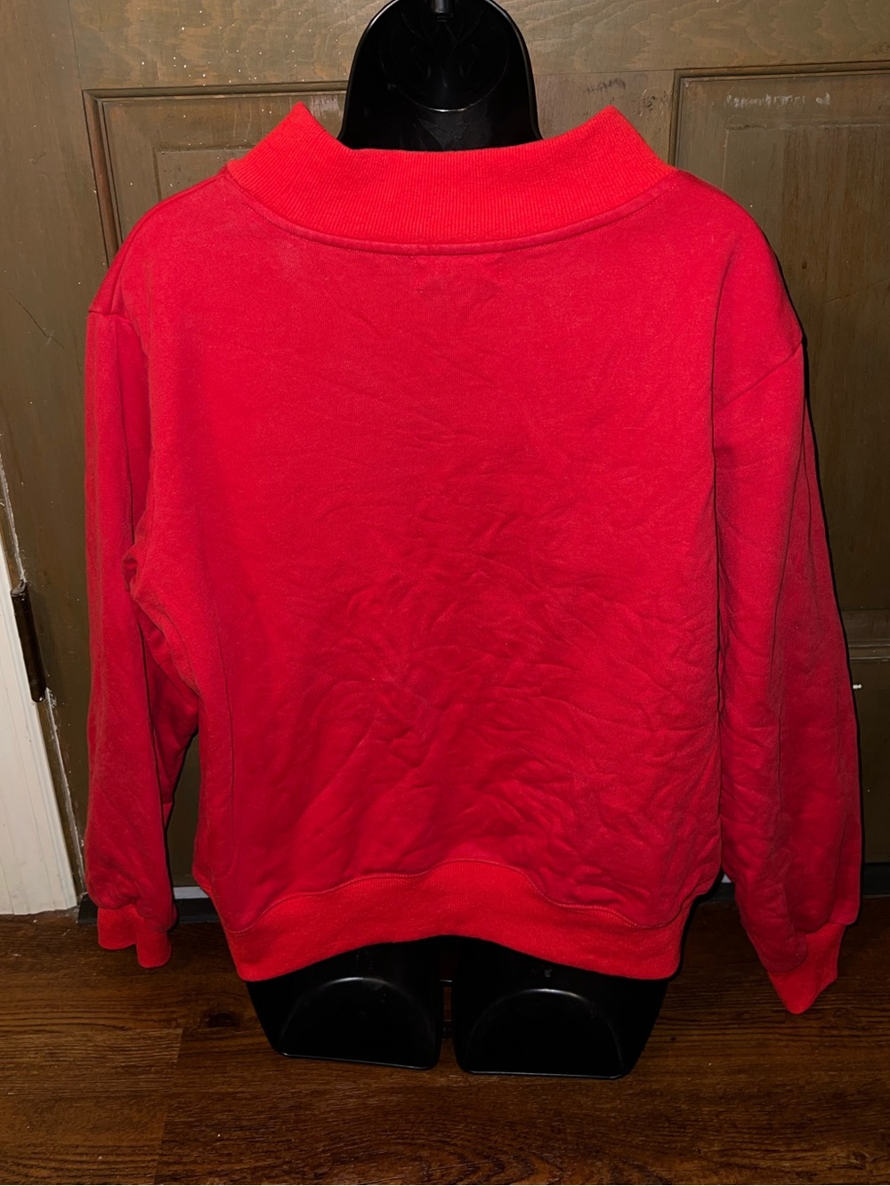 Red Varsity Mock Neck Sweatshirt Navy Blue Logo Size S/M - Picture 5 of 10